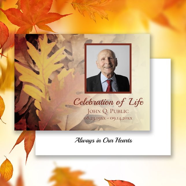 Painted Fall Leaves Celebration of Life Memorial Invitation (Creator Uploaded)