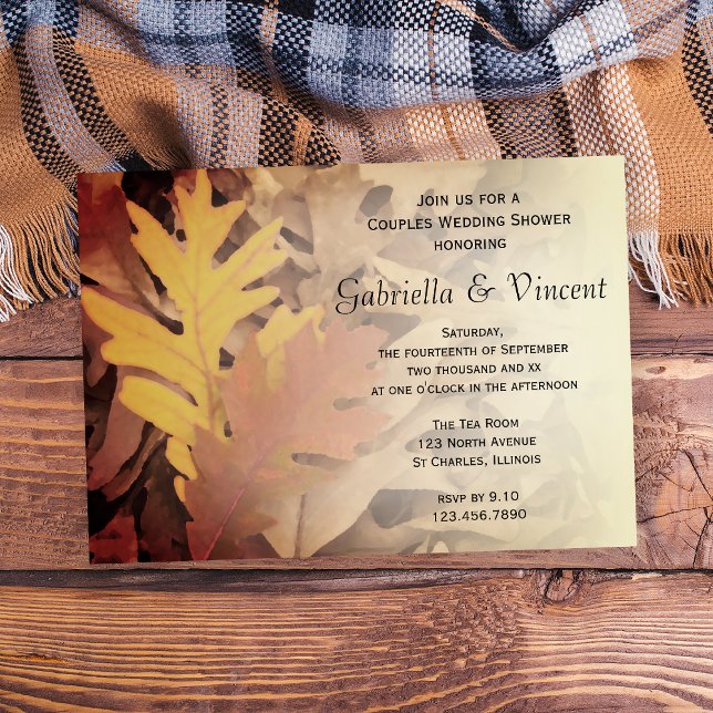 Painted Fall Leaves Couples Wedding Shower Invitation (Fall in love with this Autumn Couples Wedding Shower Invitation)
