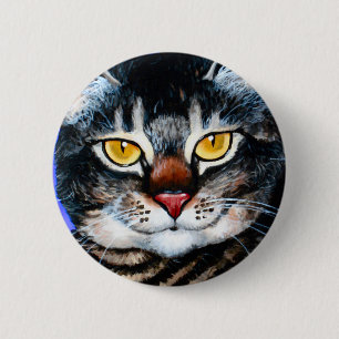 Painted Fat Cat 6 Cm Round Badge