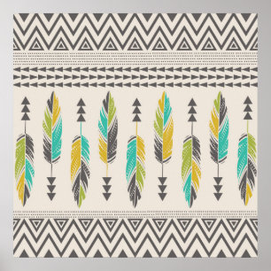 Painted Feathers-Cream Poster
