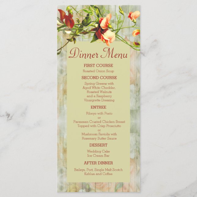 Painted Fence with Spring Flowers Menu (Front)