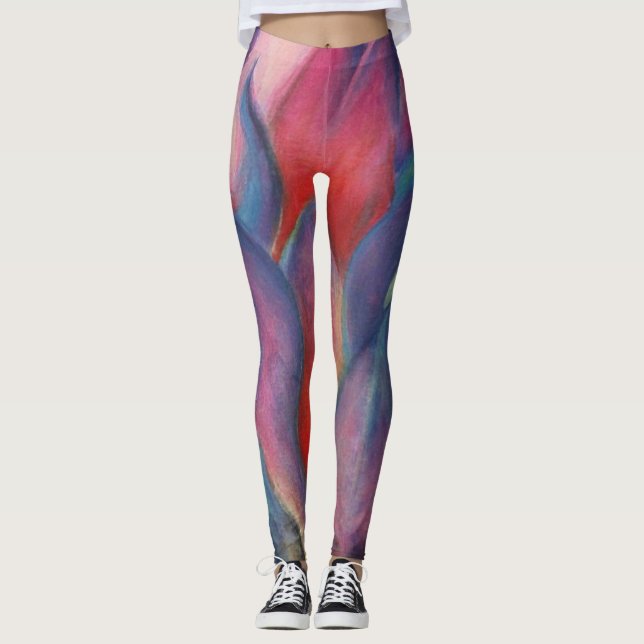 Painted Flaming Petals Leggings (Front)