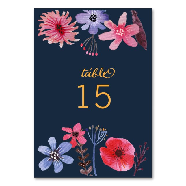 Painted Flora Table Number (Front)