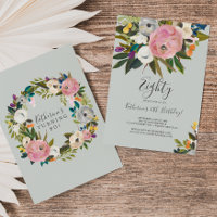 Painted Floral 80th Birthday