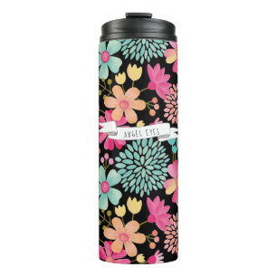 Painted Floral Banner Name Personalised Drink Thermal Tumbler