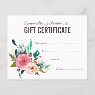 Painted Floral Beauty Salon Gift Certificate