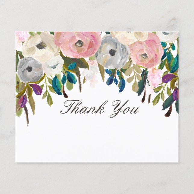 Painted Floral Beauty Salon Thank You Note Cards (Front)