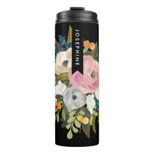 Painted Floral Bouquet Personalised Name Thermal Tumbler