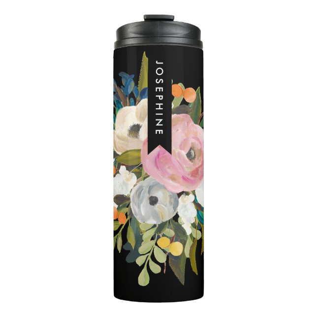 Painted Floral Bouquet Personalised Name Thermal Tumbler (Front)