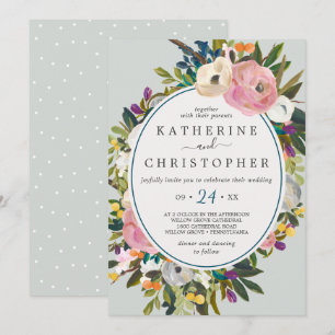 Painted Floral Casual Wedding Invitation