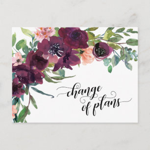 Painted Floral Change of Plans Postponed Wedding Postcard