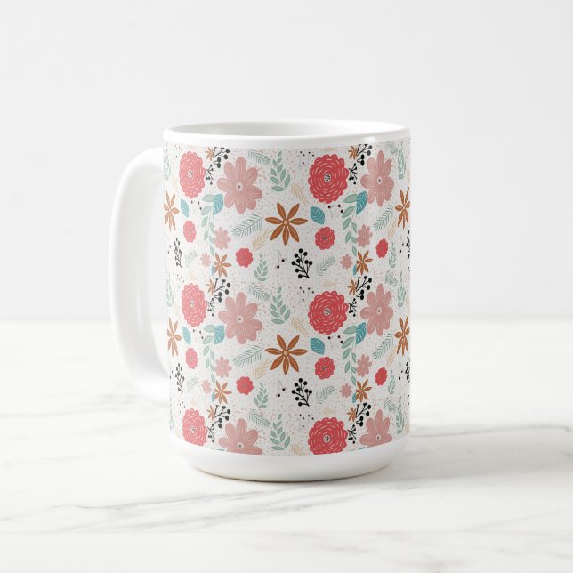 Painted Floral Coffee Mug (Front Left)