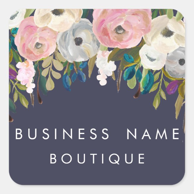 Painted Floral Customisable Business Stickers (Front)