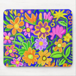 Painted Floral Design Mouse Mat