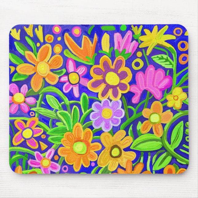 Painted Floral Design Mouse Mat (Front)