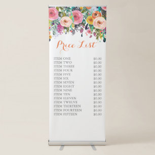Painted Floral Free Standing Business Price Sign