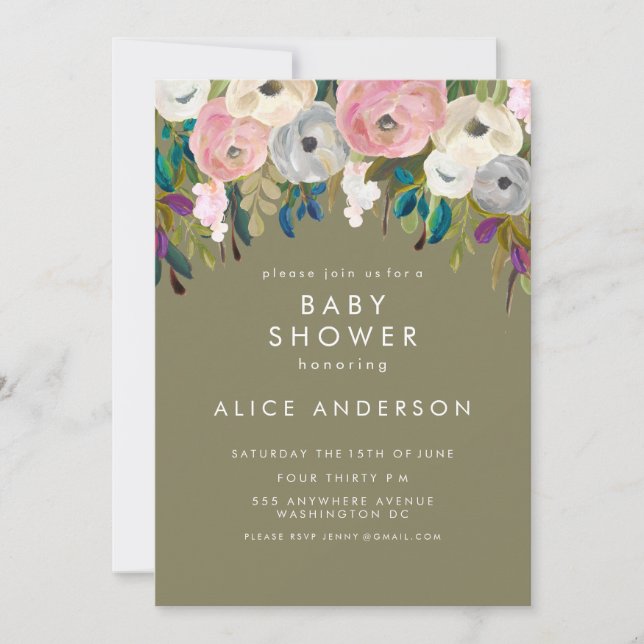 Painted Floral Garden Baby Shower Invite (Front)