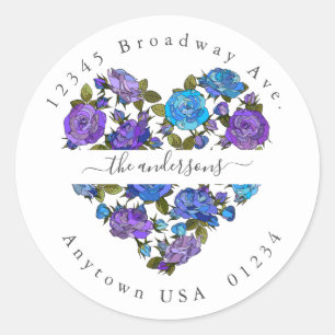 Painted Floral Heart; Return Address Envelope Seal