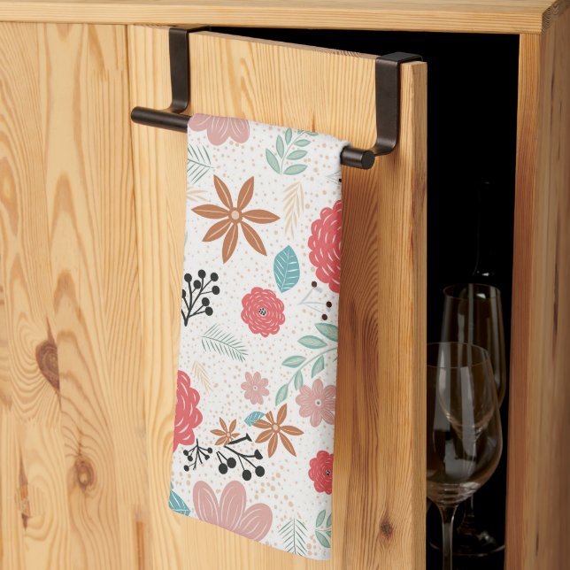 Painted Floral Kitchen Towel (Thirds Fold)
