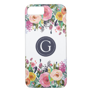 Painted Floral Monogram iPhone 7 Case