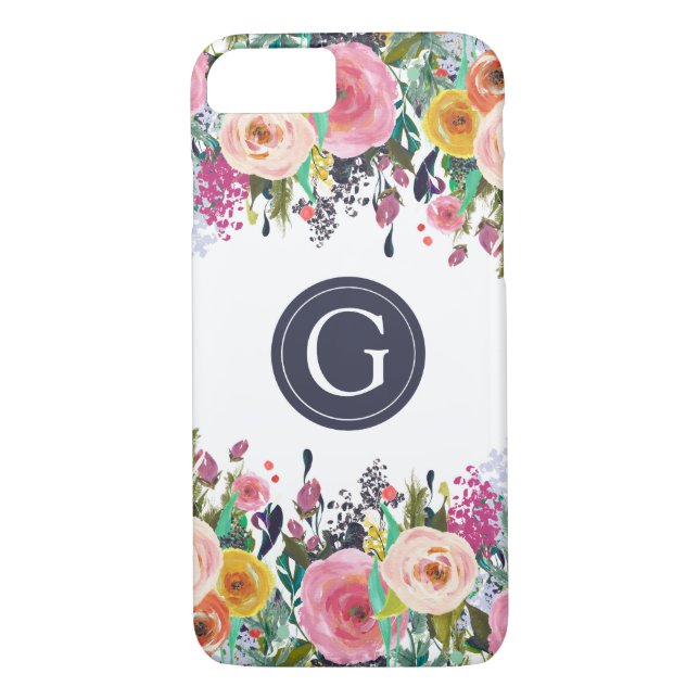 Painted Floral Monogram iPhone 7 Case (Back)