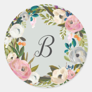 Painted Floral Monogram Wedding Envelope Seals