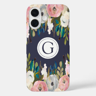 Painted Floral Navy Monogram Iphone 6 Case