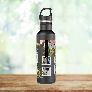 Painted Floral Photo Collage Personalised Names 710 Ml Water Bottle