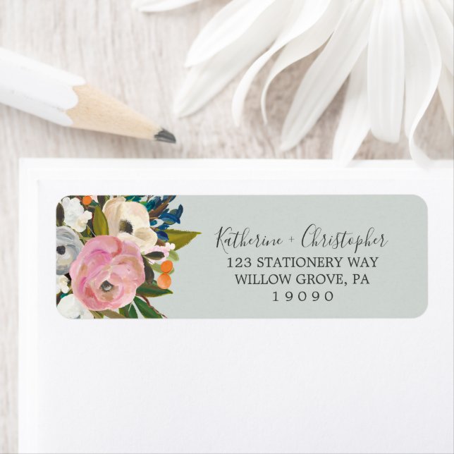 Painted Floral Return Address Label (Insitu)