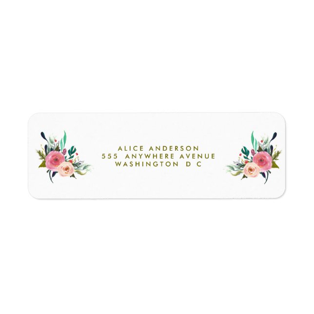 Painted Floral Return Address Stickers (Front)