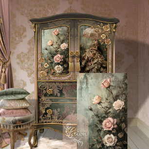 Painted Floral Romantic Roses Dusty Colours Tissue Paper