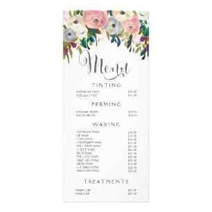 Painted Floral Salon Stylist Menu Price List