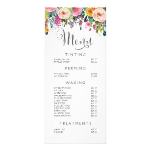 Painted Floral Salon Stylist Menu Price List