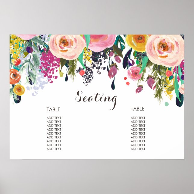 Painted Floral Seating Chart Poster (Front)