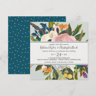 Painted Floral Square Wedding Invitation
