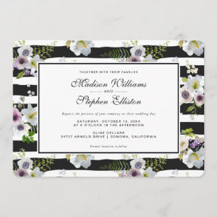 Painted Floral Striped Pattern - Wedding Invitation