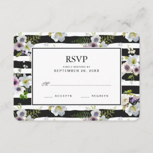Painted Floral Striped Pattern - Wedding RSVP