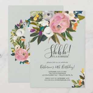 Painted Floral Surprise Party Invitation