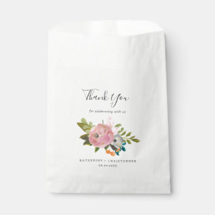 Painted Floral Thank You Wedding Favour Bags
