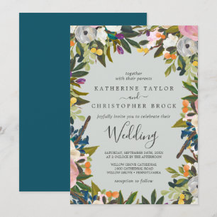 Painted Floral Wedding Invitation