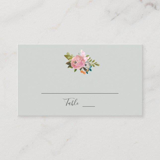 Painted Floral Wedding Place Card (Front)