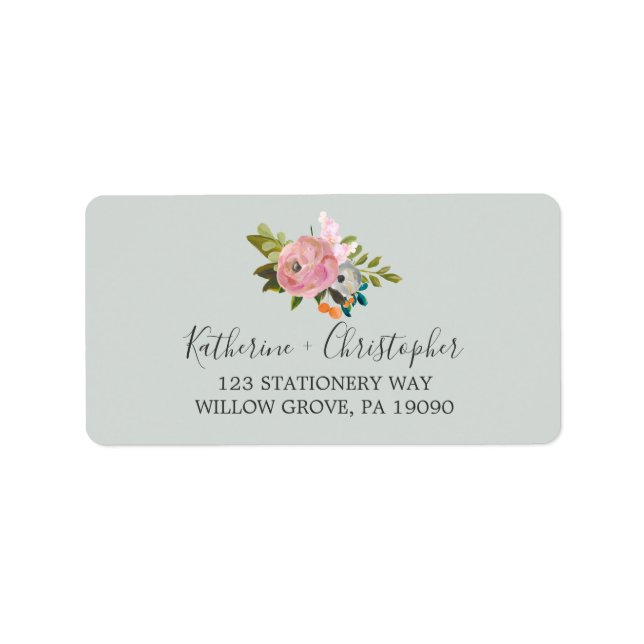 Painted Floral Wedding RSVP Address Labels (Front)