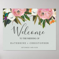 Painted Floral Welcome Wedding