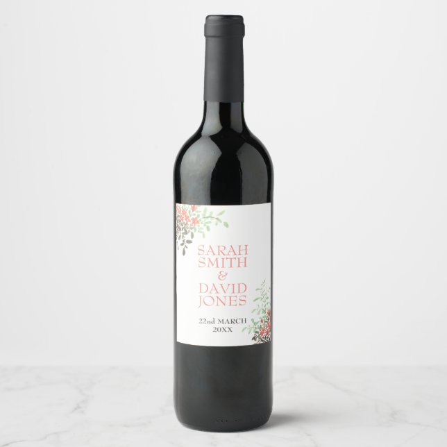 Painted Floral Wine Label (Front)