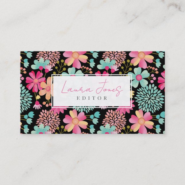 Painted Floral Writer Editor Womens Appointment Card (Front)