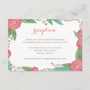 Painted Florals Wedding Reception Card