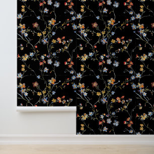 Painted Flower black  Wallpaper