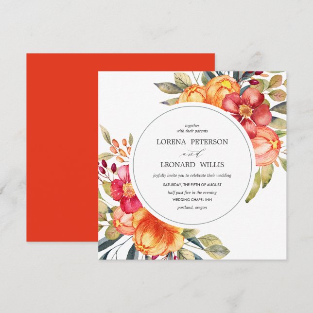 Painted Flower Modern ELEGANT Rustic Invitation (Front/Back)