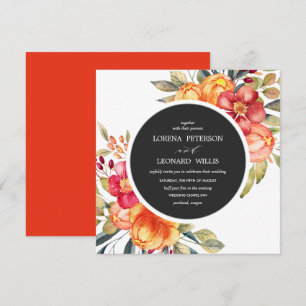 Painted Flower Modern ELEGANT Rustic round grey Invitation