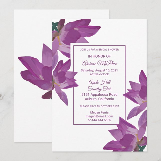 Painted Flowers Bridal Shower Invitation (Front/Back)